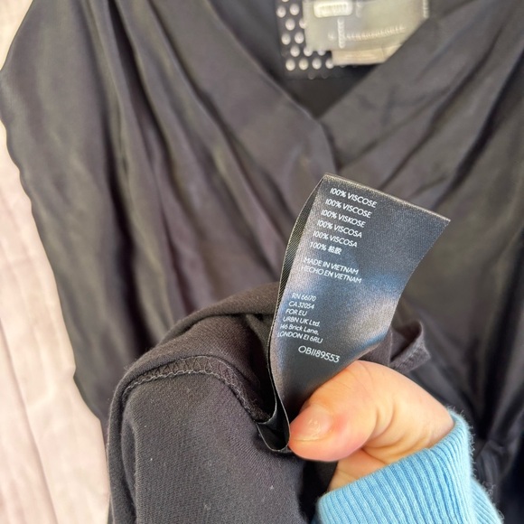 Anthropologie Giverny Midi Slip Satin Elegant Black Wrap Dress 12 - Picture 6 of 9